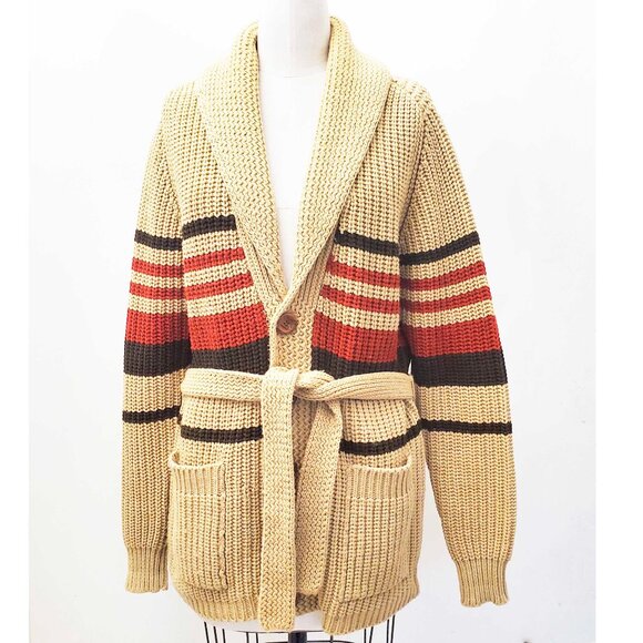 Vintage Other - Vintage 70s Broadway Men's Big Lebowski Dude Style Knit Cardigan Shawl Collar L